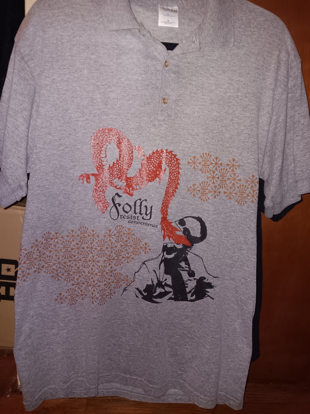 NJ Band Folly Gray Polo with Red Graphic